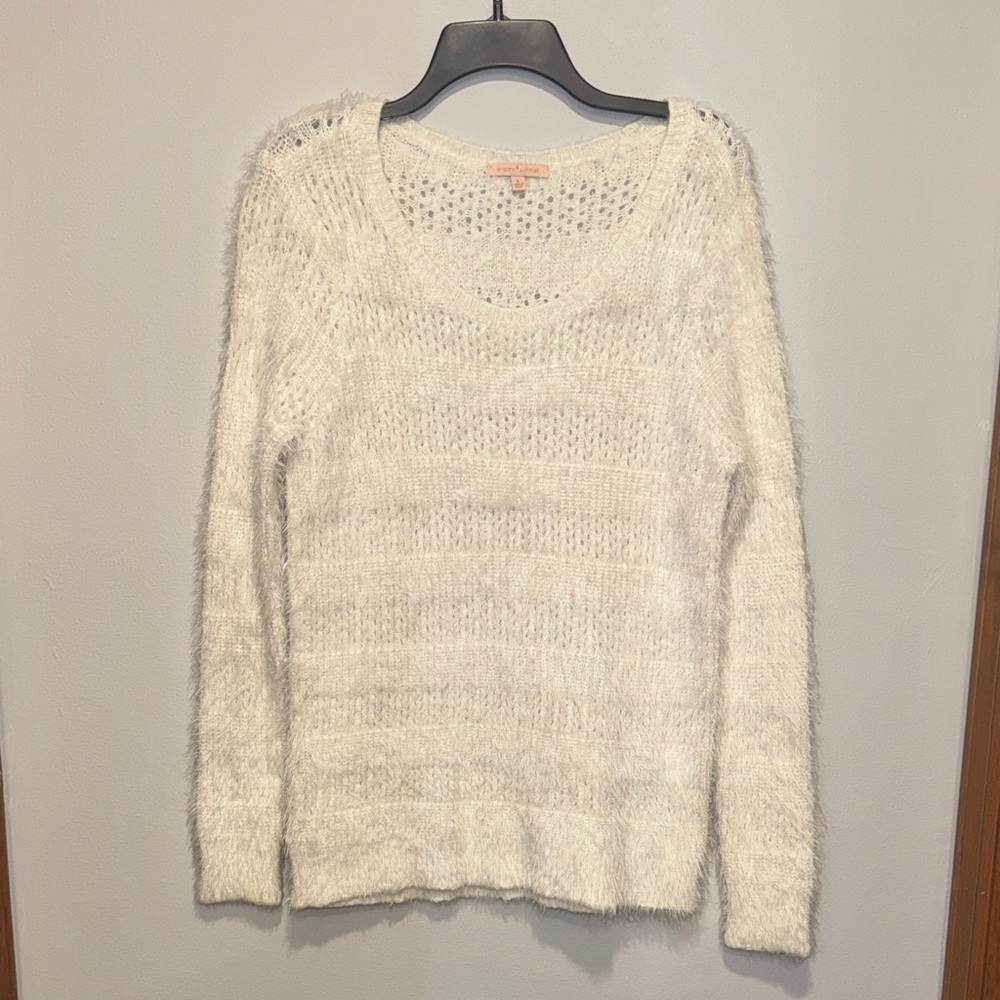 Gibson Latimer Size L Women's Cream Textured Sweater